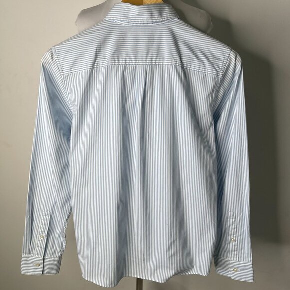 NWT Lacoste Kids' White Blue Striped Print Oxford Cotton Shirt Size 14 Years - Picture 2 of 8